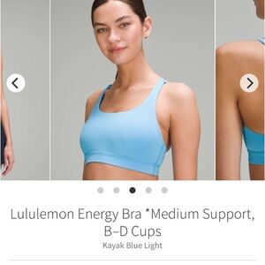 Lululemon Athletica Kayak Blue Light Energy Bra 8
